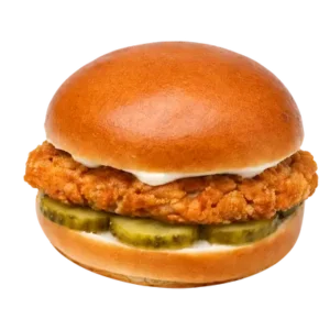 Classic crispy chicken sandwich on a brioche bun at Tutti Frutti Café