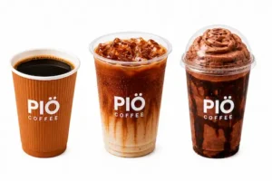 Hot, iced and blended PIO Coffee drinks at Tutti Frutti Café